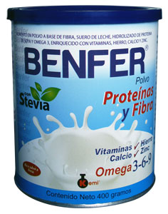 multivitaminico omega 3 6 9 fibra proteinas hierro calcio y zinc 0 azucar stevia 400 grs